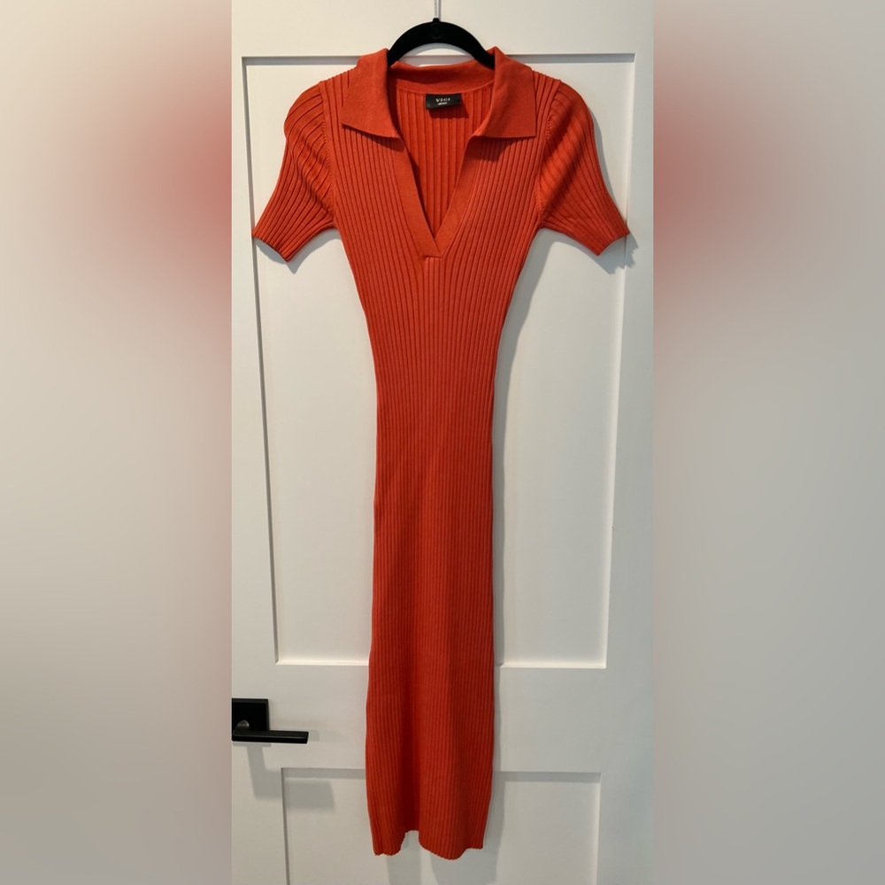 Romi Ribbed Knit Midi Dress - Rust - Vici